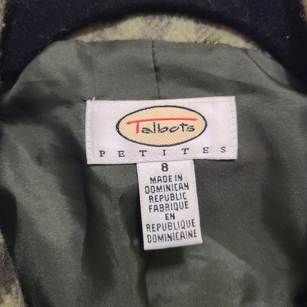 Talbots Flannel Wool blend Check Plaid Women's Jacket Blazer 8 shacket vtg - Picture 8 of 12